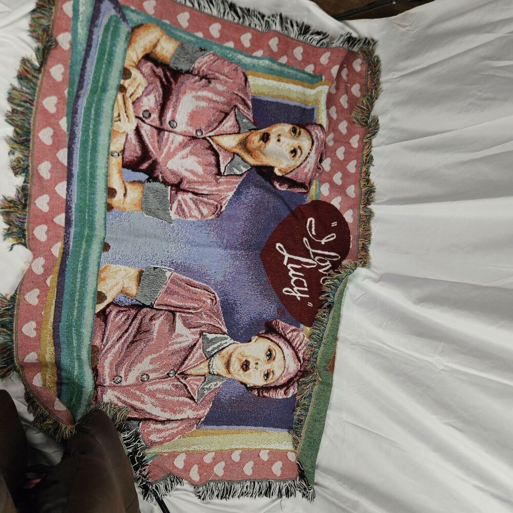 Vintage I‎ Love Lucy Chocolate Factory Woven Throw Blanket USA The Northwest